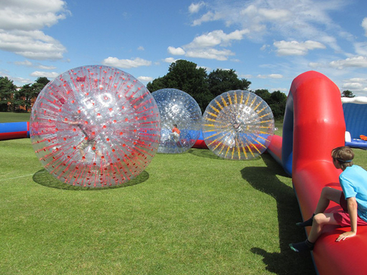 China Grass Red Cord Inflatable Zorb Ball Inflatable Human Hamster Ball 2.8m x 1.8m Dia supplier