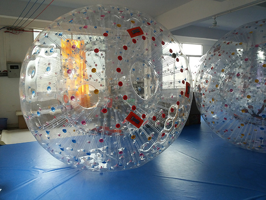China Red Dot 0.8mm PVC Inflatable Zorb Ball , Inflatable Human Hamster Ball 3m x 2m Dia supplier